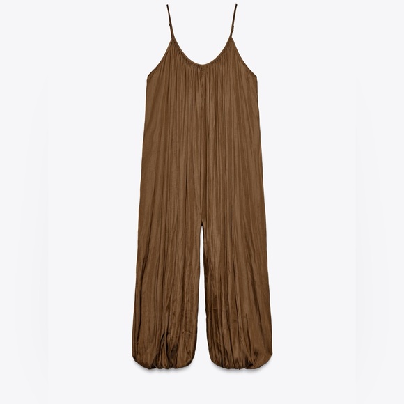 Zara COLLECTION LONG PLEATED JUMPSUIT | M NWT - Picture 10 of 16